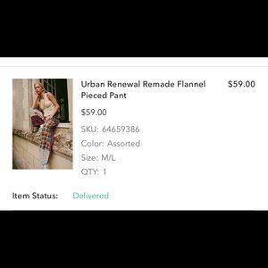 Urban outfitters flannel piece pants